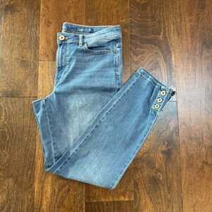 J. Jill Denim Authentic Fit Slim‎ Ankle Jeans Button Detail Size 12